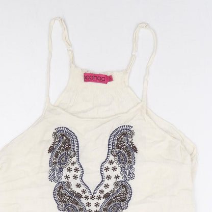 Boohoo Womens Ivory Viscose Camisole Tank Size 6 Round Neck - Racer Back