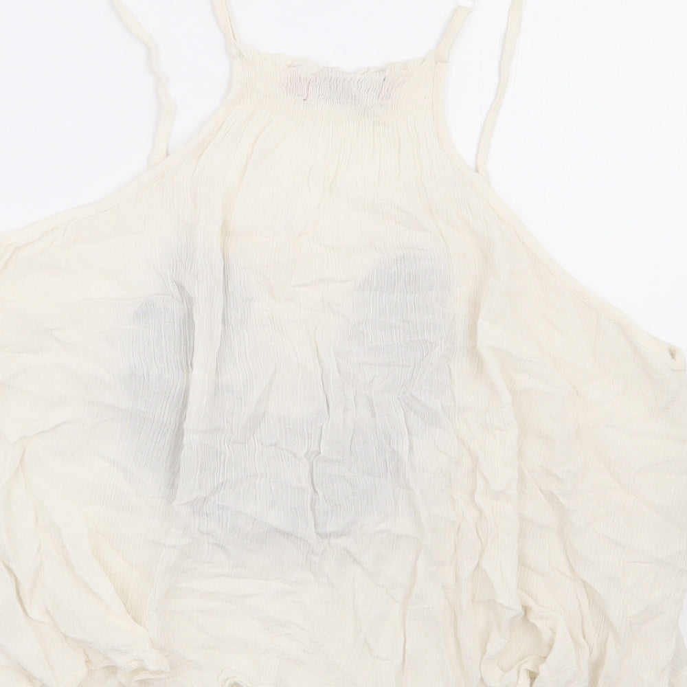 Boohoo Womens Ivory Viscose Camisole Tank Size 6 Round Neck - Racer Back