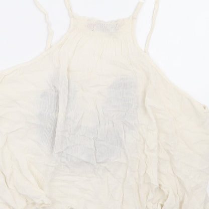 Boohoo Womens Ivory Viscose Camisole Tank Size 6 Round Neck - Racer Back