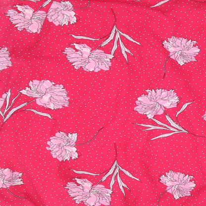 George Womens Pink Floral Polyester Basic Blouse Size 12 Round Neck - Batwing Overlay