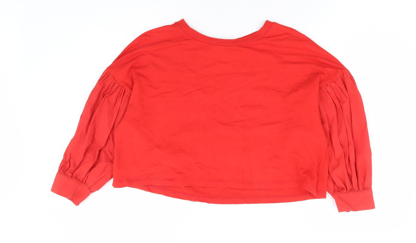 Bershka Womens Red 100% Cotton Pullover Sweatshirt Size M Pullover - Cropped