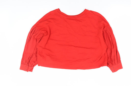 Bershka Womens Red 100% Cotton Pullover Sweatshirt Size M Pullover - Cropped