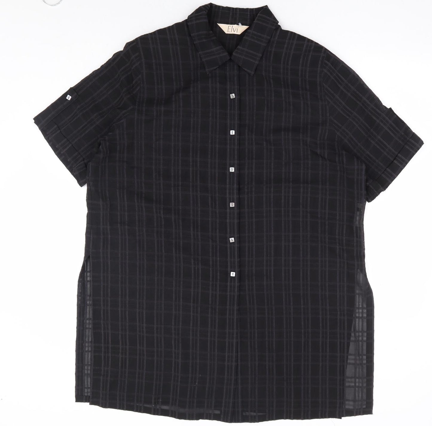 Womens UK Size 18 ELVI Black Tunic Button-Up