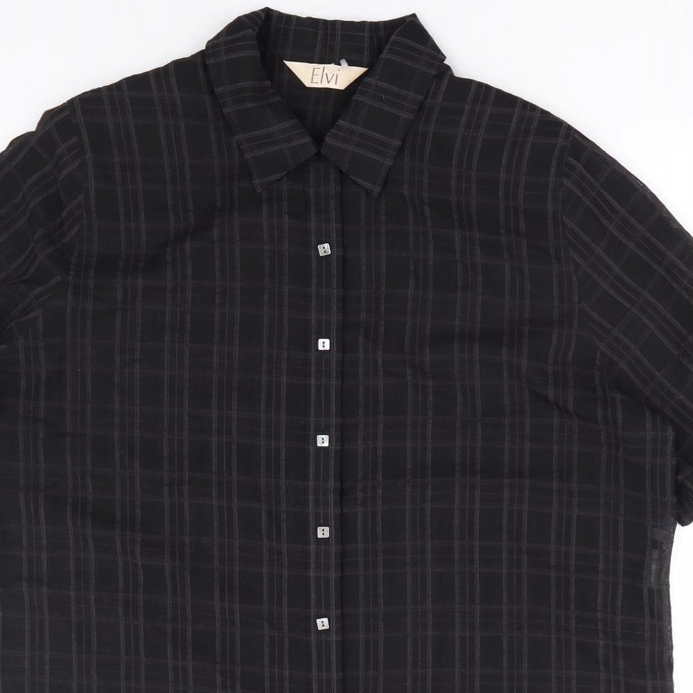 Womens UK Size 18 ELVI Black Tunic Button-Up