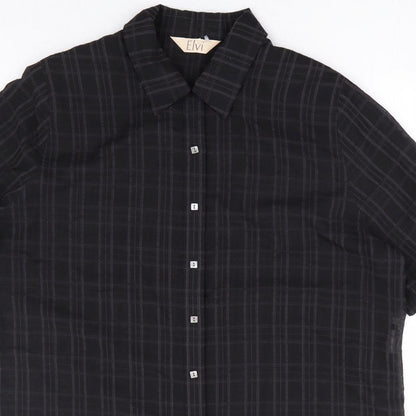 Womens UK Size 18 ELVI Black Tunic Button-Up