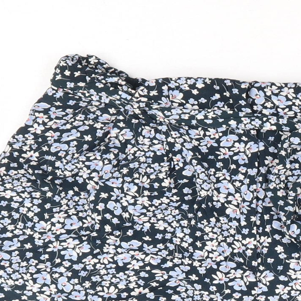 H&M Womens Green Floral Viscose Paperbag Shorts Size 8 L4 in Regular Zip