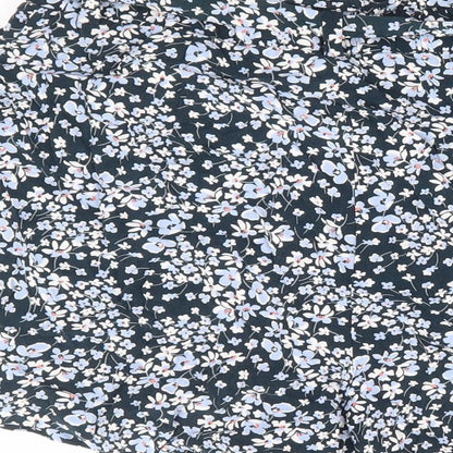 H&M Womens Green Floral Viscose Paperbag Shorts Size 8 L4 in Regular Zip