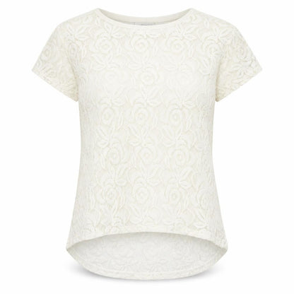 Cut Loose Womens White Geometric Cotton Basic T-Shirt Size M Round Neck