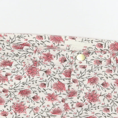 H&M Womens Multicoloured Floral Cotton Hot Pants Shorts Size 6 Regular Zip