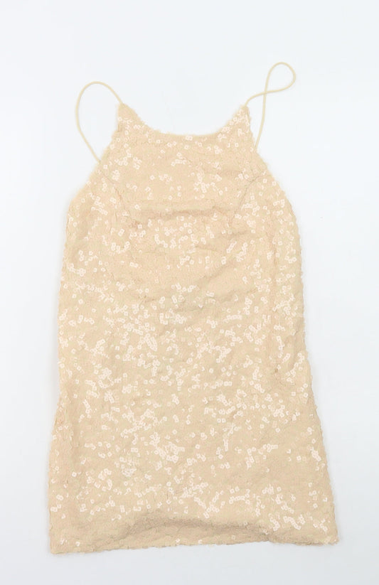 Motel Womens Ivory Polyester Slip Dress Size XS Round Neck Pullover