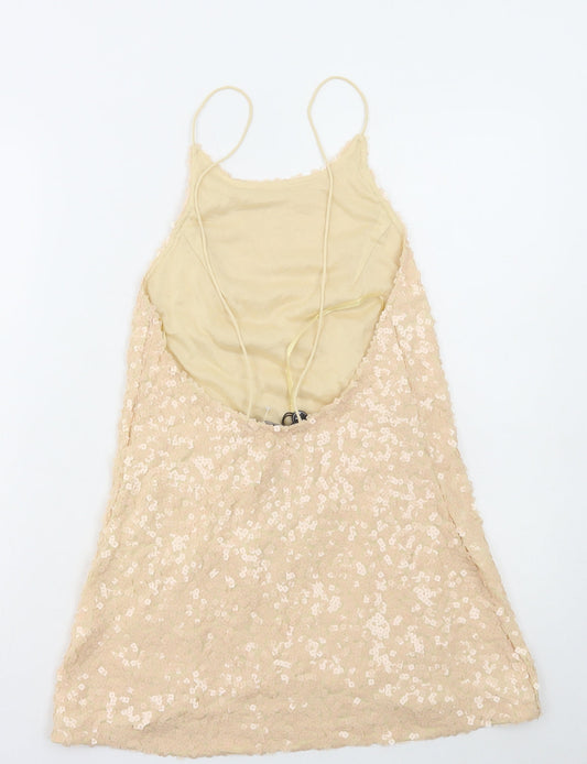 Motel Womens Ivory Polyester Slip Dress Size XS Round Neck Pullover