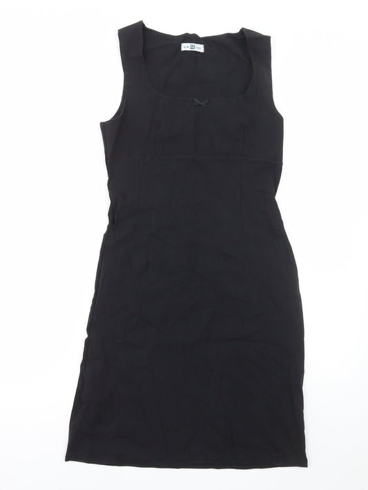 New Look Womens Black Viscose A-Line Size 14 Square Neck Pullover