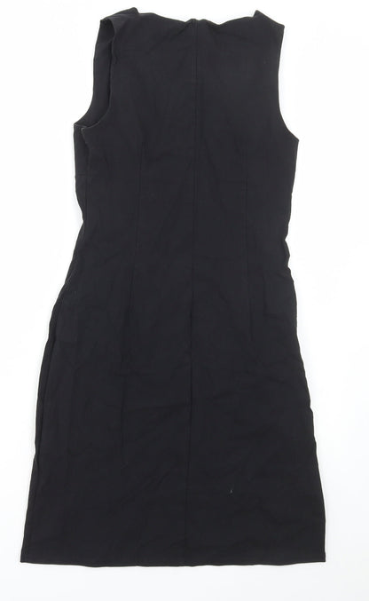 New Look Womens Black Viscose A-Line Size 14 Square Neck Pullover
