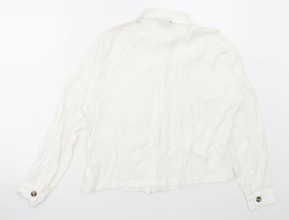 Dororthy Perkins Womens White Viscose Basic Button-Up Size 6 Collared