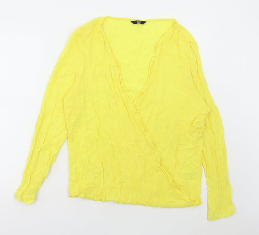 F&F Womens Yellow Viscose Basic Blouse Size 20 V-Neck