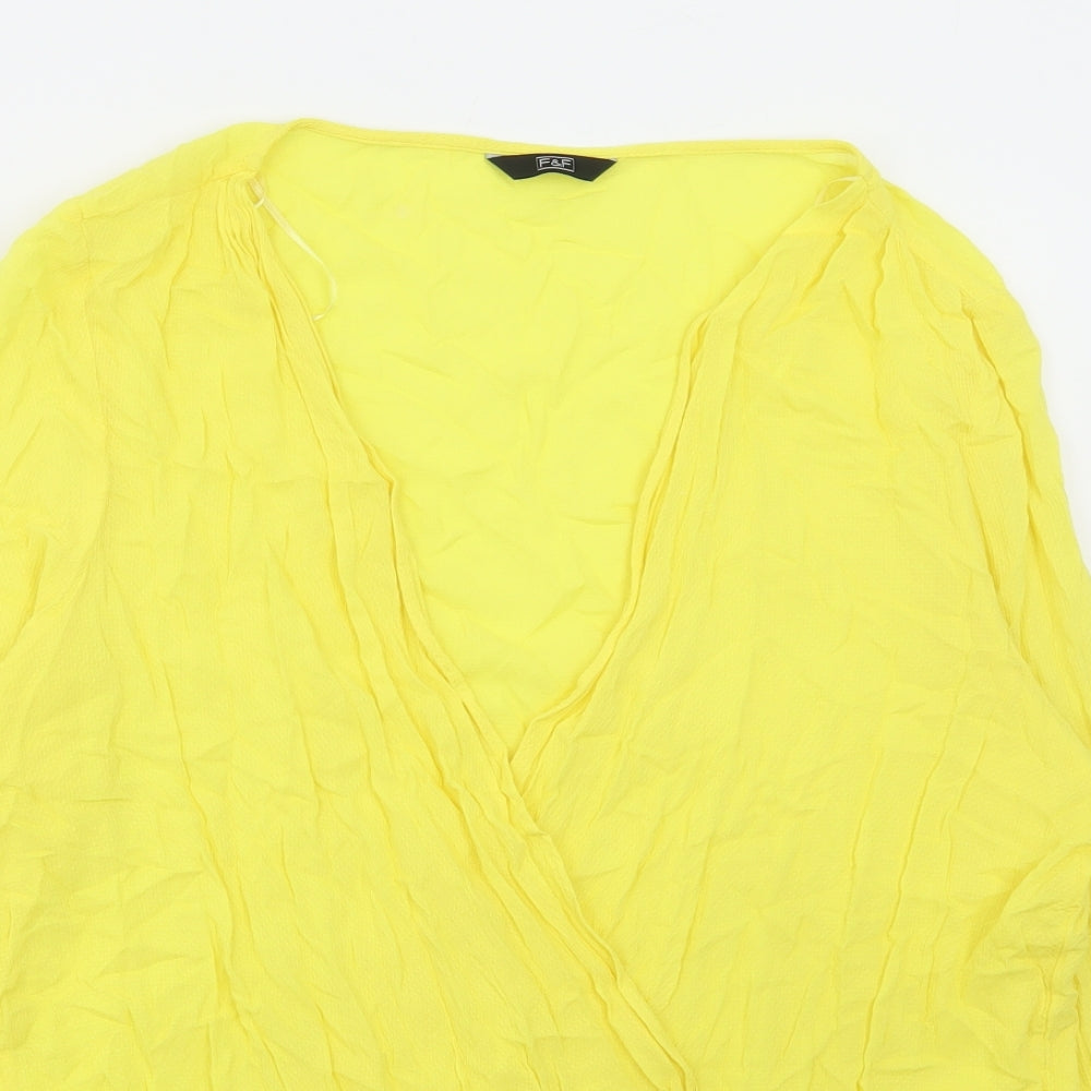 F&F Womens Yellow Viscose Basic Blouse Size 20 V-Neck
