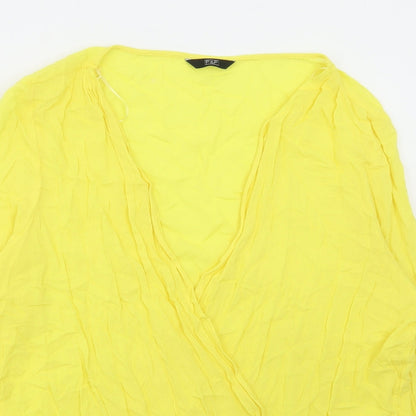 F&F Womens Yellow Viscose Basic Blouse Size 20 V-Neck