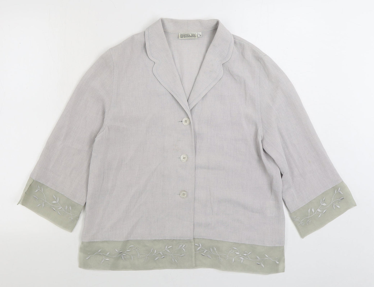 Womens UK Size 12 Gold Grey Basic Button-Up