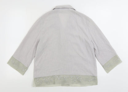 Womens UK Size 12 Gold Grey Basic Button-Up