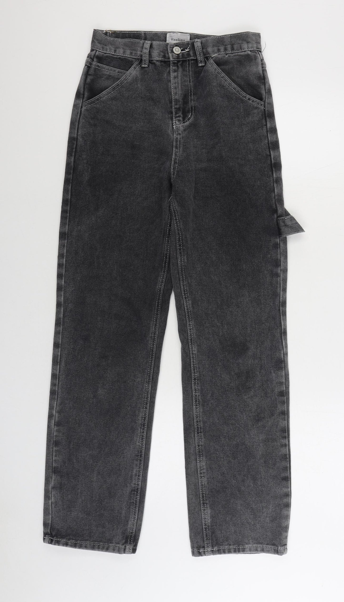 Feeling Womens Black Cotton Skinny Jeans Size 26 in L30 in Regular Zip