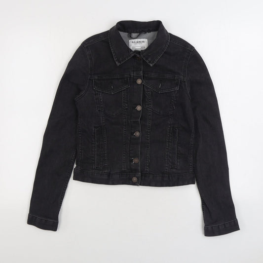 Pull & Bear Womens Black Jacket Size S Button