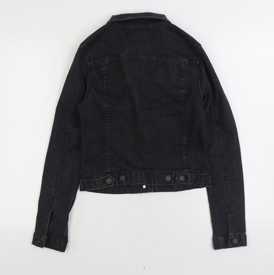 Pull & Bear Womens Black Jacket Size S Button