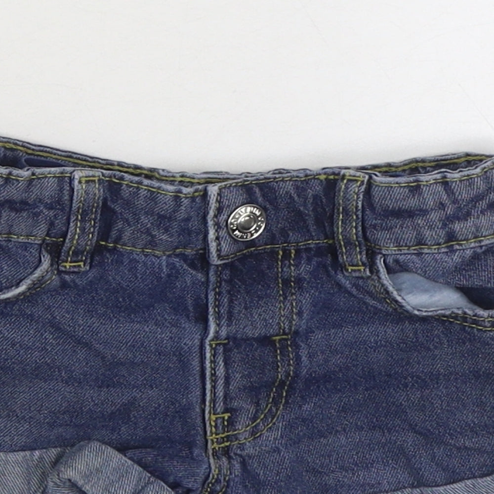 Denim & Co. Girls Blue Cotton Hot Pants Shorts Size 3-4 Years Regular Zip