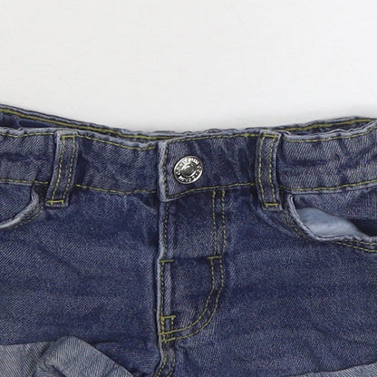 Denim & Co. Girls Blue Cotton Hot Pants Shorts Size 3-4 Years Regular Zip