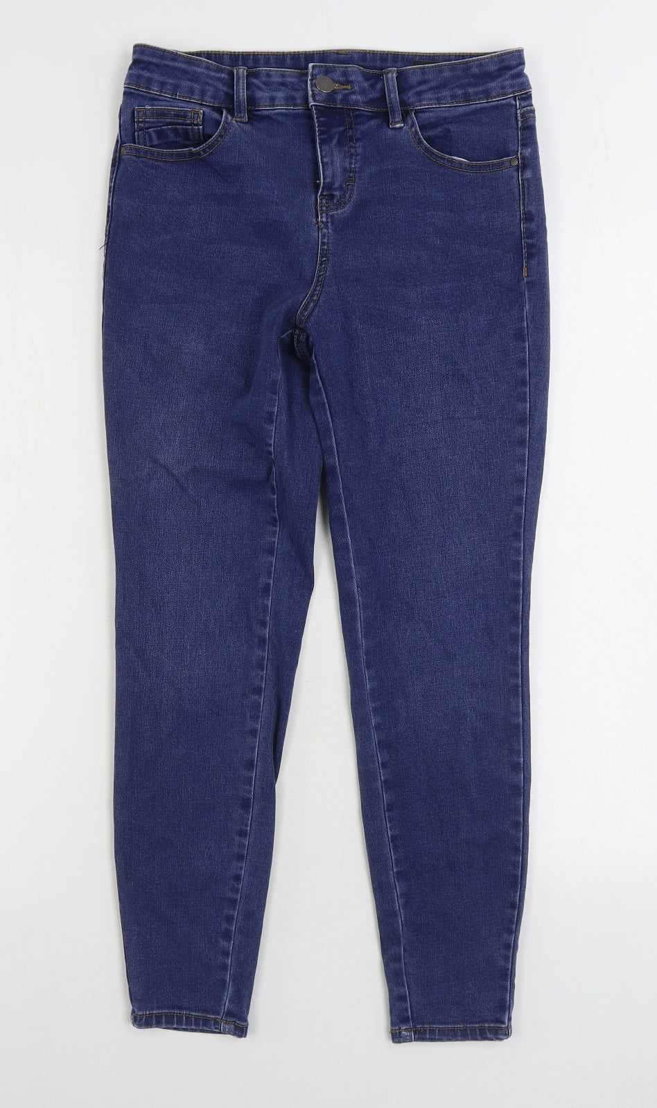 TU Womens Blue Cotton Skinny Jeans Size 10 L24 in Regular Zip