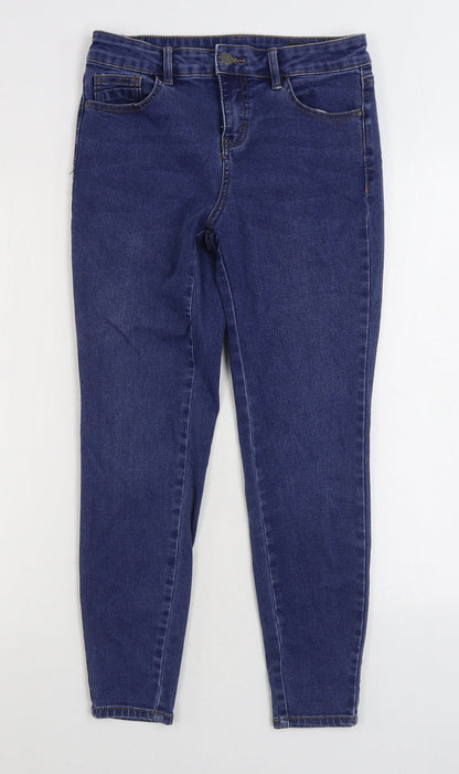 TU Womens Blue Cotton Skinny Jeans Size 10 L24 in Regular Zip
