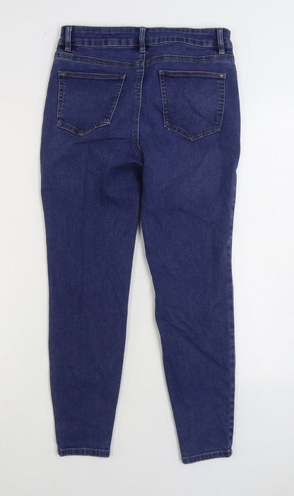 TU Womens Blue Cotton Skinny Jeans Size 10 L24 in Regular Zip