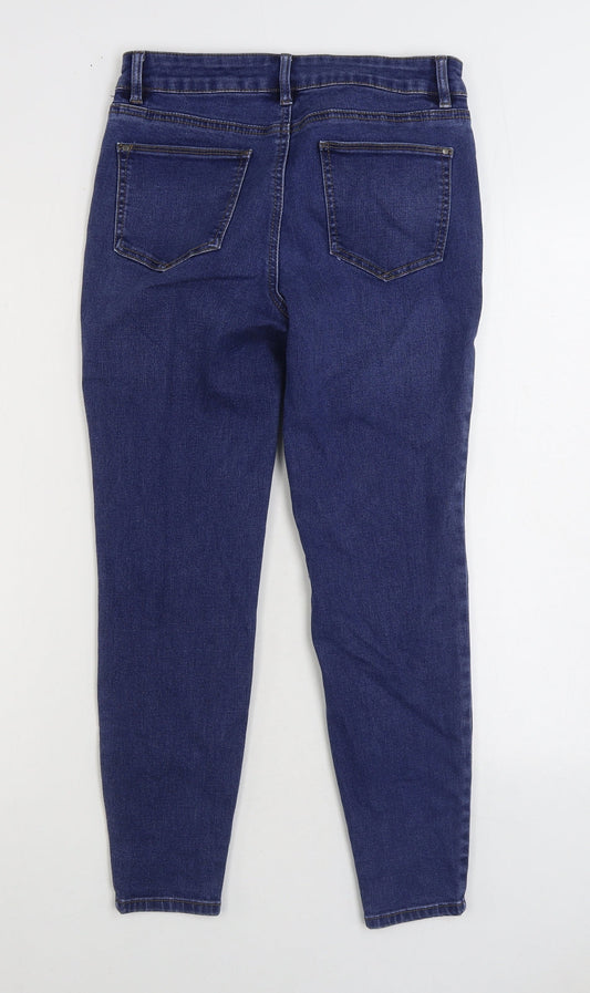 TU Womens Blue Cotton Skinny Jeans Size 10 L24 in Regular Zip