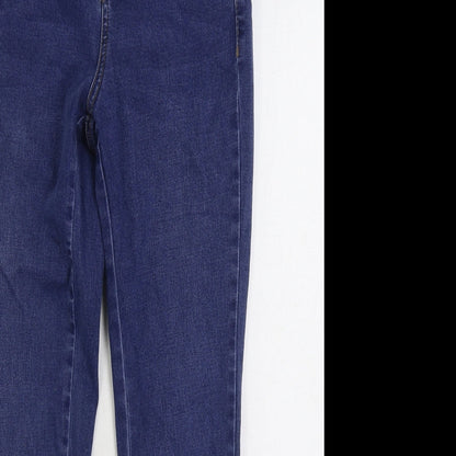 TU Womens Blue Cotton Skinny Jeans Size 10 L24 in Regular Zip