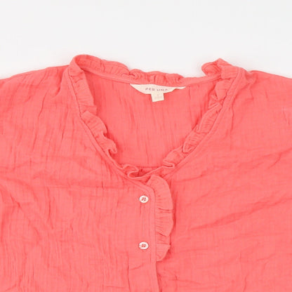 Womens UK Size 6 Per Una Orange Basic Button-Up