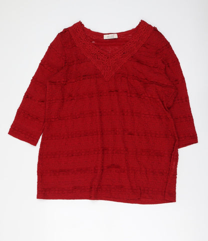 Per Una Womens Red Polyester Basic Blouse Size M V-Neck
