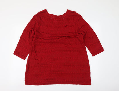 Per Una Womens Red Polyester Basic Blouse Size M V-Neck