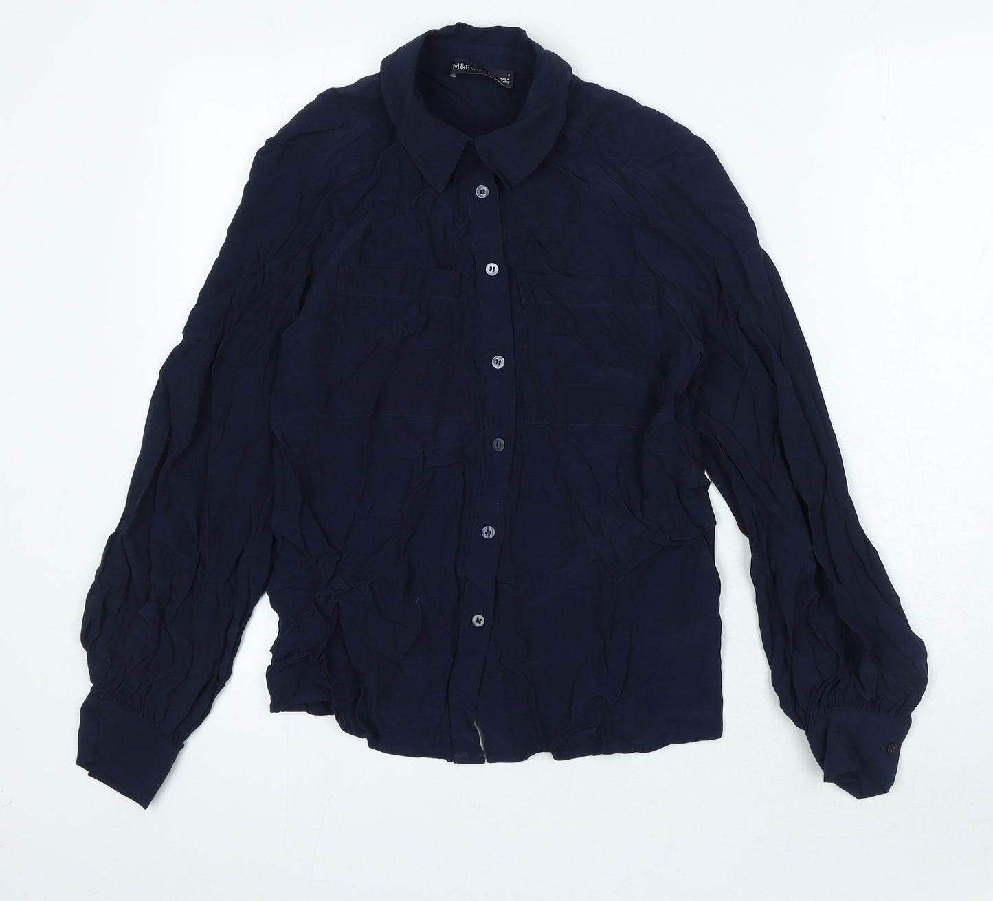 Womens UK Size 6 Marks and Spencer Blue Basic Button-Up