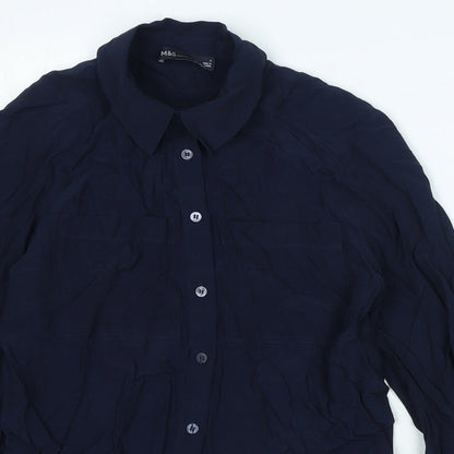 Womens UK Size 6 Marks and Spencer Blue Basic Button-Up