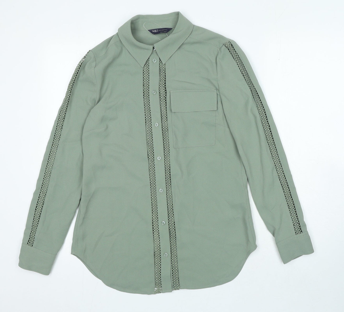 Womens UK Size 6 Marks and Spencer Green Basic Button-Up