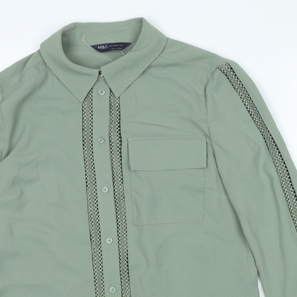 Womens UK Size 6 Marks and Spencer Green Basic Button-Up