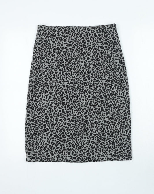 Marks and Spencer Womens Grey Animal Print Polyester Straight & Pencil Skirt Size 10
