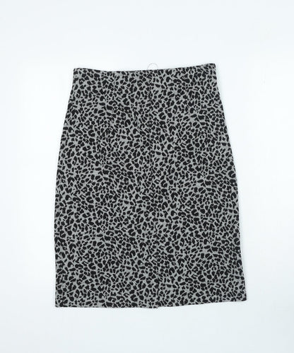 Marks and Spencer Womens Grey Animal Print Polyester Straight & Pencil Skirt Size 10