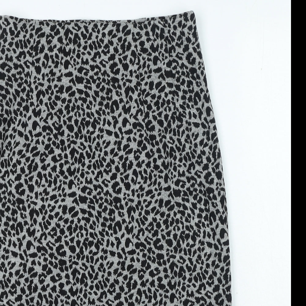 Marks and Spencer Womens Grey Animal Print Polyester Straight & Pencil Skirt Size 10
