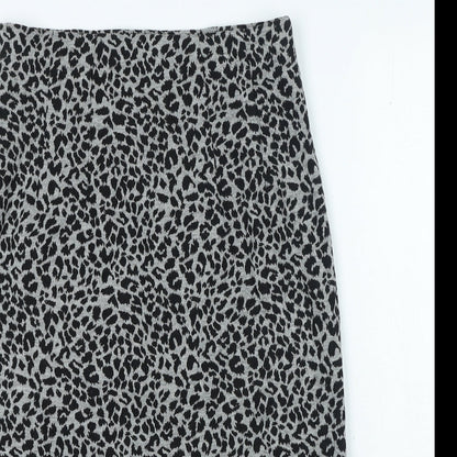Marks and Spencer Womens Grey Animal Print Polyester Straight & Pencil Skirt Size 10