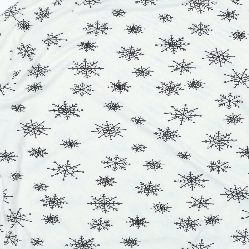 TU Womens White Round Neck Geometric Polyester Pullover Jumper Size 12 - Snowflakes