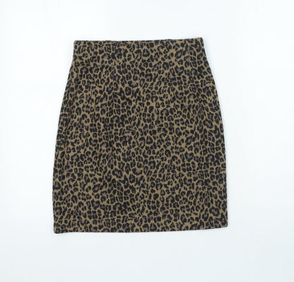 Marks and Spencer Womens Black Animal Print Polyester Mini Skirt Size 66 in