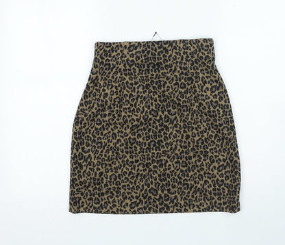 Marks and Spencer Womens Black Animal Print Polyester Mini Skirt Size 66 in
