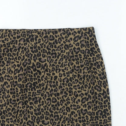 Marks and Spencer Womens Black Animal Print Polyester Mini Skirt Size 66 in