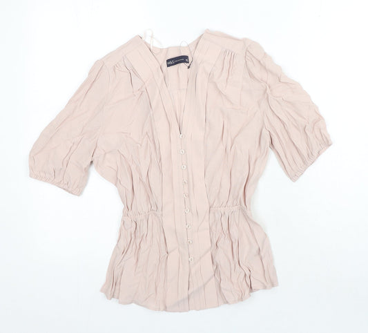 Marks and Spencer Womens Pink Viscose Basic Blouse Size 8 Sweetheart