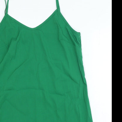 Marks and Spencer Womens Green Polyester Mini Size 14 V-Neck Pullover